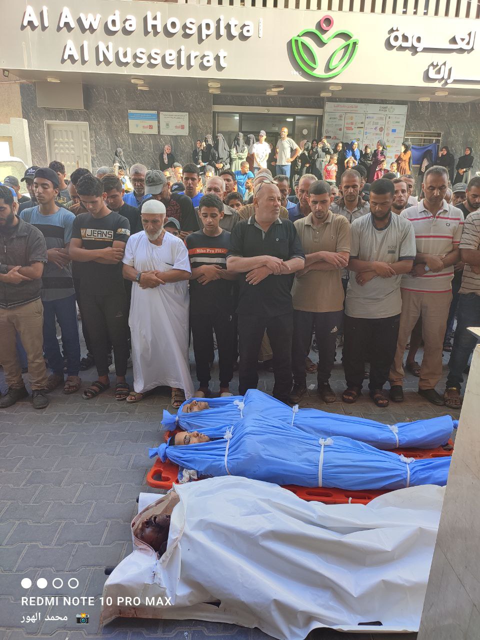 المالالالالالارة A part of the bodies of the martyrs in Nusseirat in the middle of the sector .. #Go