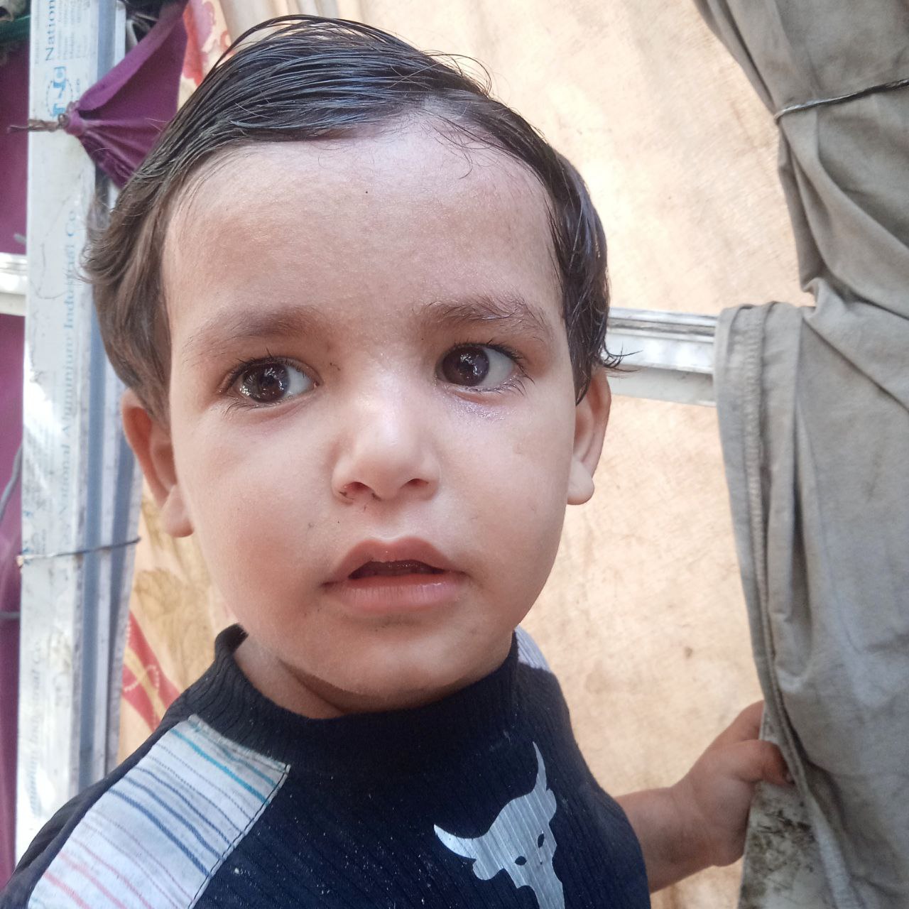 The loss of the child, Sami Farid Abu Nasr, was lost this morning in the beach market near the Sousi