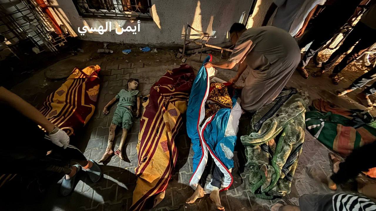 "Israel murdered Halima Al-Suddi school students by bombing in the north of Gaza, while they were refugees in Jabalia refugee camp."