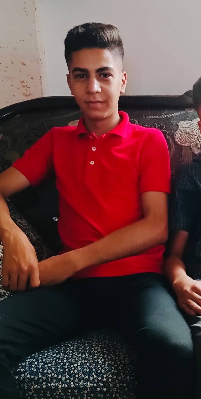 The martyr Saher Haitham Miqdad, from Al -Shati camp, 15 years old, was shot by Kawad Kabter while h