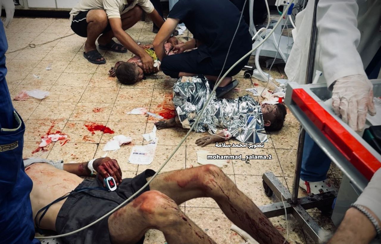 Photo: My family children are injured by targeting the Faisal School in Al -Amal neighborhood, west