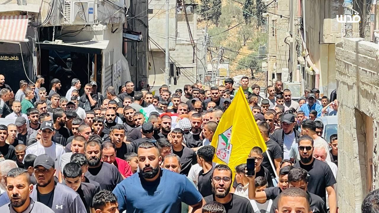 Residents of Askar camp in Nablus mourn the martyr child, Iyad Abdel Muti Shalkhi, who succumbed to