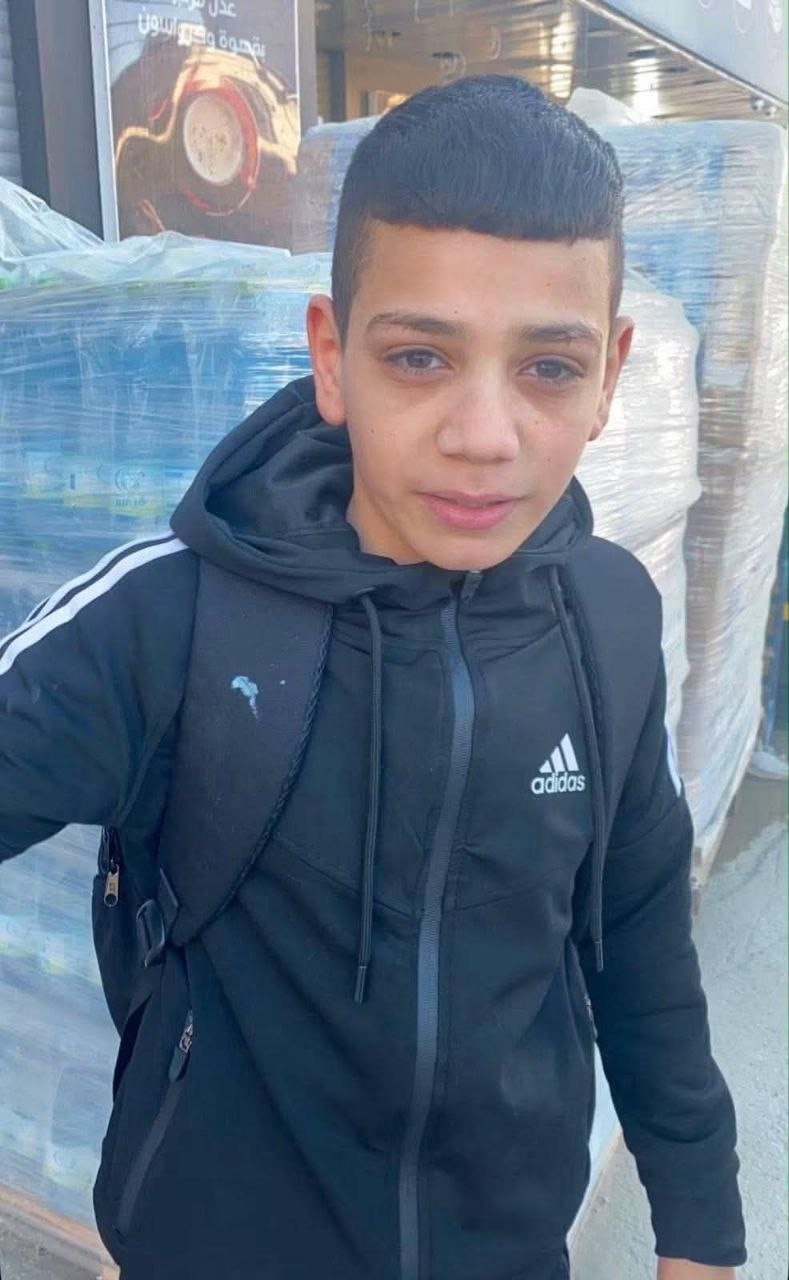 Urgent| Ministry of Health: The child Walid Nidal Walid Abu Sneina (16 years old) was martyred and t