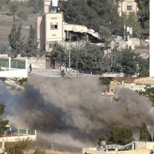 The occupation bombs the house of the martyr Farouk Ramadan in the village of Tal in Nablus